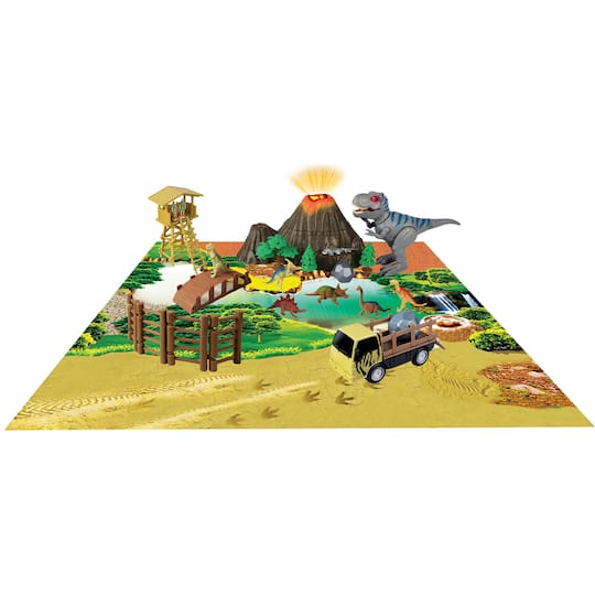 Red Box Toy Light & Sounds Pre-Historic Times: Large Dinosaur Park with Walking T-REX